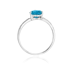 Pierścionek zaręczynowy z białego złota z topazem i diamentami 0,06ct Fire Of Love BW-50-topaz-b