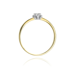 Pierścionek zaręczynowy z żółtego złota z diamentem 0,10ct Fire Of Love BW-53