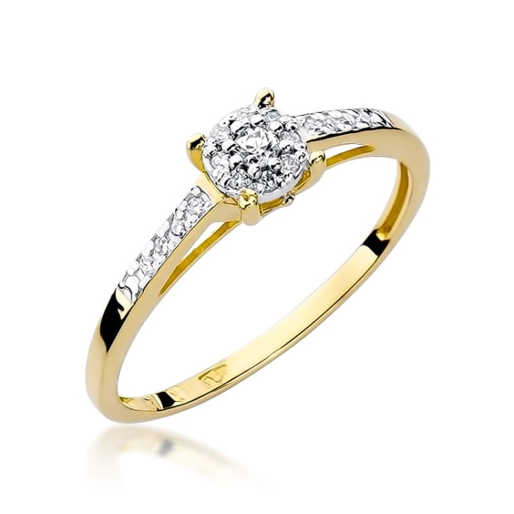 Pierścionek zaręczynowy z żółtego złota z diamentami 0,12ct Fire Of Love BW-55