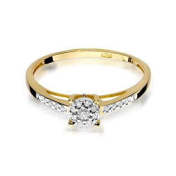 Pierścionek zaręczynowy z żółtego złota z diamentami 0,12ct Fire Of Love BW-55