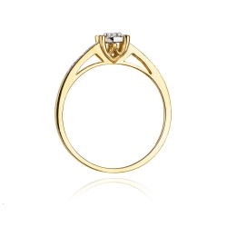 Pierścionek zaręczynowy z żółtego złota z diamentami 0,12ct Fire Of Love BW-55
