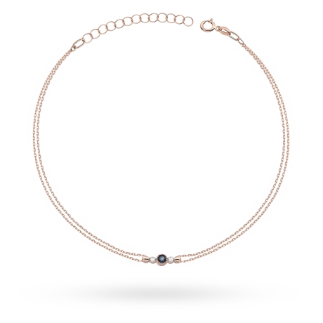 Przejdź do produktu Bransoletka z różowego złota 585 z szafirem 0,15ct i diamentami The Diamonds B005 