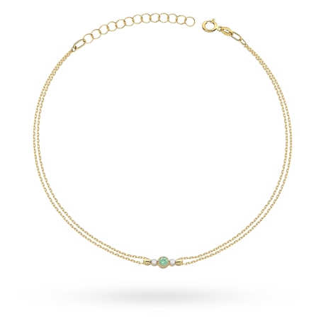 Przejdź do produktu Bransoletka z żółtego złota 585 z szmaragdem 0,15ct i diamentami The Diamonds B005 