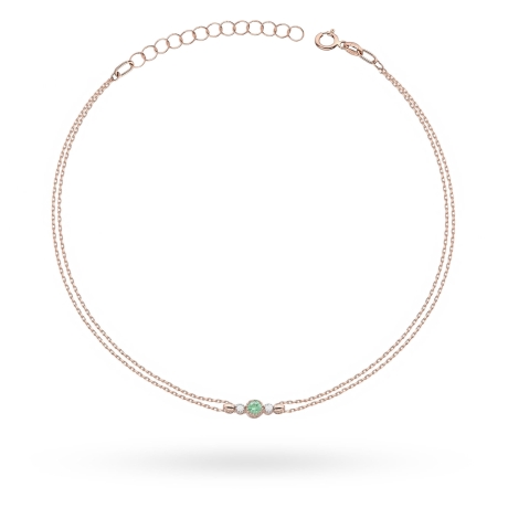 Przejdź do produktu Bransoletka z różowego złota 585 z szmaragdem 0,15ct i diamentami The Diamonds B005 