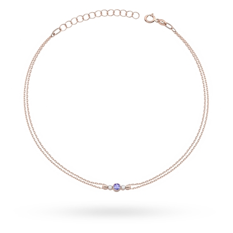 Przejdź do produktu Bransoletka z różowego złota 585 z tanzanitem 0,15ct i diamentami The Diamonds B005