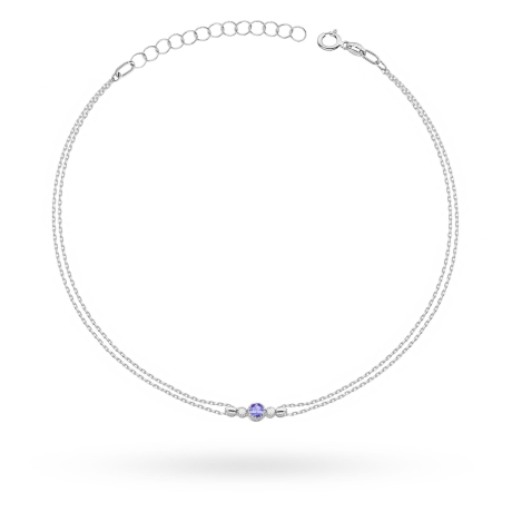 Przejdź do produktu Bransoletka z białego złota 585 z tanzanitem 0,15ct i diamentami The Diamonds B005 