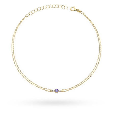 Przejdź do produktu Bransoletka z żółtego złota 585 z tanzanitem 0,15ct i diamentami The Diamonds B005