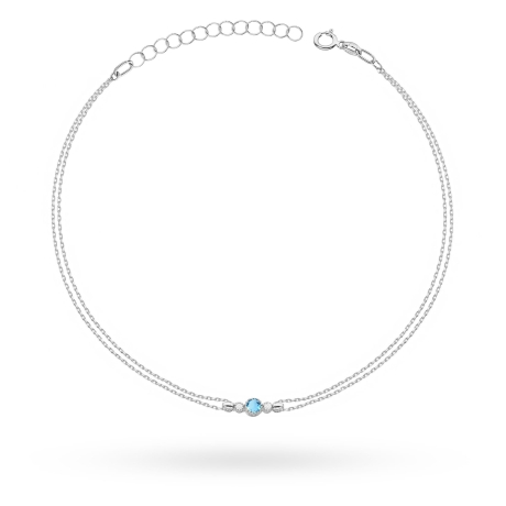 Przejdź do produktu Bransoletka z białego złota 585 z topazem 0,15ct i diamentami The Diamonds B005 