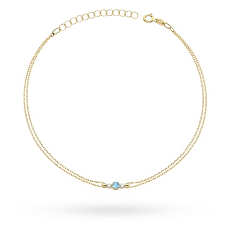 Przejdź do produktu Bransoletka z żółtego złota 585 z topazem 0,15ct i diamentami The Diamonds B005 