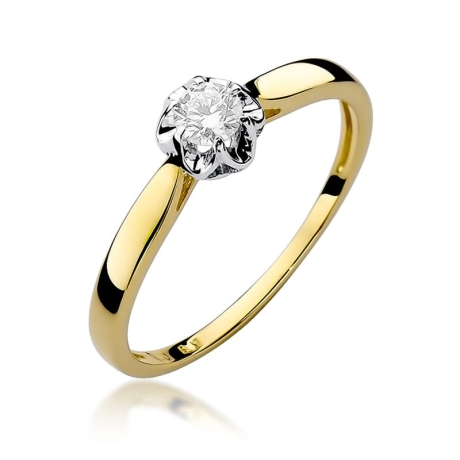 Przejdź do produktu Pierścionek zaręczynowy z żółtego złota z diamentem 0,15ct Fire Of Love