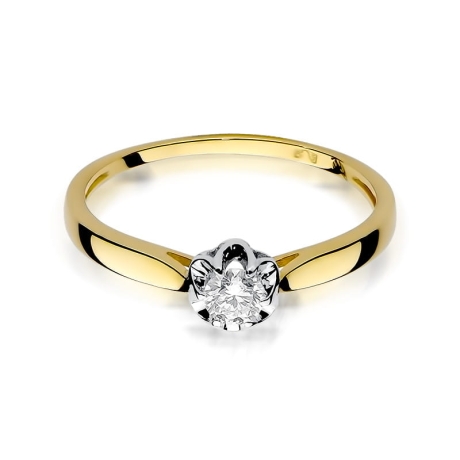 Przejdź do produktu Pierścionek zaręczynowy z żółtego złota z diamentem 0,15ct Fire Of Love