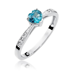 Pierścionek zaręczynowy z białego złota z topazem i diamentami 0,03ct Fire Of Love BW-65-topaz-b