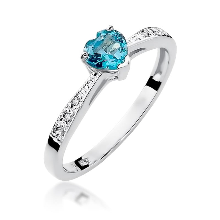 Pierścionek zaręczynowy z białego złota z topazem i diamentami 0,03ct Fire Of Love BW-65-topaz-b
