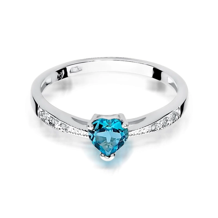 Pierścionek zaręczynowy z białego złota z topazem i diamentami 0,03ct Fire Of Love BW-65-topaz-b
