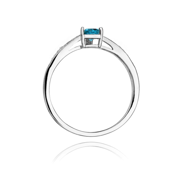 Pierścionek zaręczynowy z białego złota z topazem i diamentami 0,03ct Fire Of Love BW-65-topaz-b