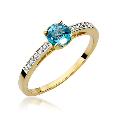 Przejdź do produktu Pierścionek zaręczynowy z żółtego złota z topazem i diamentami 0,05ct Fire Of Love