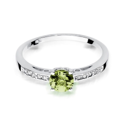 Pierścionek zaręczynowy z białego złota z oliwinem i diamentami 0,05ct Fire Of Love BW-66-oliwin-b