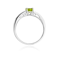 Pierścionek zaręczynowy z białego złota z oliwinem i diamentami 0,05ct Fire Of Love BW-66-oliwin-b