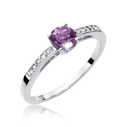 Pierścionek zaręczynowy z białego złota z ametystem i diamentami 0,05ct Fire Of Love BW-66-ametyst-b