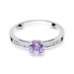 Pierścionek zaręczynowy z białego złota z ametystem i diamentami 0,05ct Fire Of Love BW-66-ametyst-b