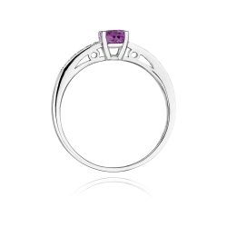 Pierścionek zaręczynowy z białego złota z ametystem i diamentami 0,05ct Fire Of Love BW-66-ametyst-b