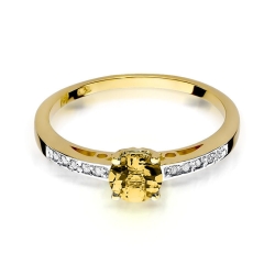 Pierścionek zaręczynowy z żółtego złota z cytrynem i diamentami 0,05ct Fire Of Love BW-66-cytryn