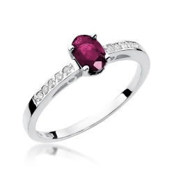Pierścionek zaręczynowy z białego złota z rubinem i diamentami 0,05ct Fire Of Love BW-67-rubin-b