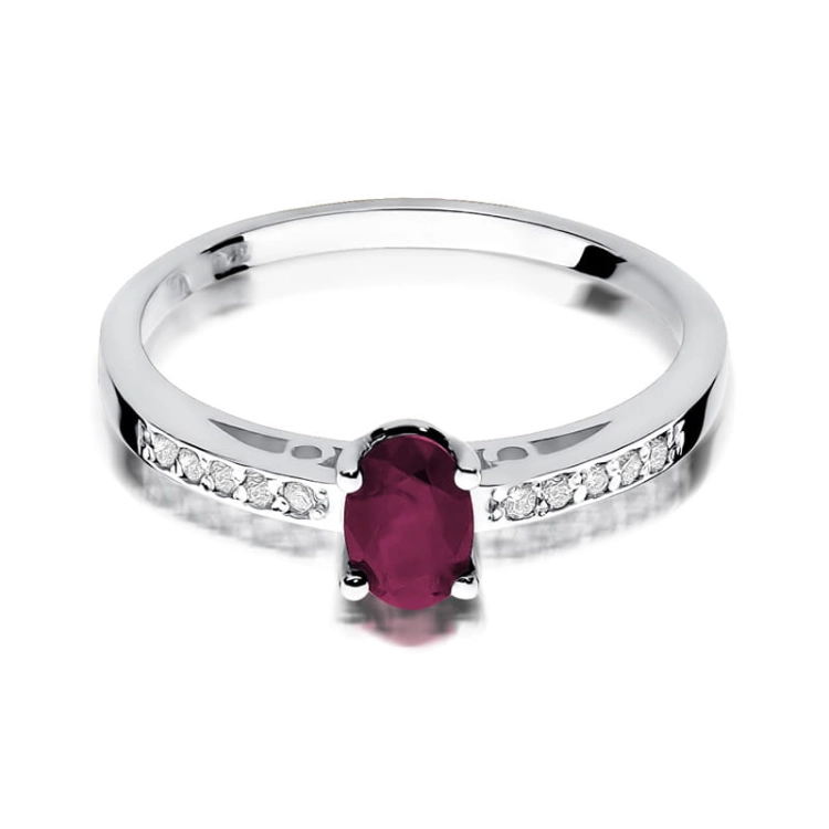 Pierścionek zaręczynowy z białego złota z rubinem i diamentami 0,05ct Fire Of Love BW-67-rubin-b