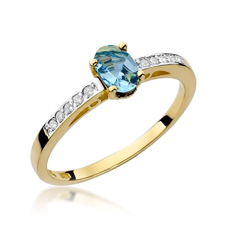 Przejdź do produktu Pierścionek zaręczynowy z żółtego złota z topazem i diamentami 0,05ct Fire Of Love