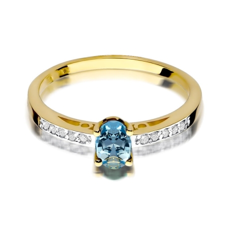 Przejdź do produktu Pierścionek zaręczynowy z żółtego złota z topazem i diamentami 0,05ct Fire Of Love