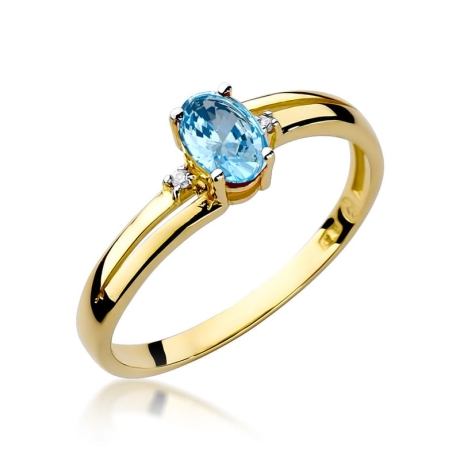Przejdź do produktu Pierścionek zaręczynowy z żółtego złota z topazem i diamentami 0,03ct Fire Of Love 