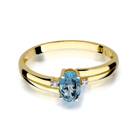 Przejdź do produktu Pierścionek zaręczynowy z żółtego złota z topazem i diamentami 0,03ct Fire Of Love 