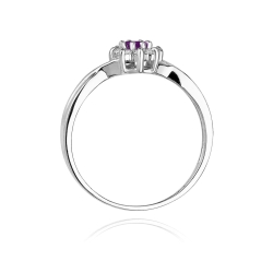 Pierścionek zaręczynowy z białego złota z ametystem i diamentami 0,12ct Fire Of Love BW-72-ametyst-b
