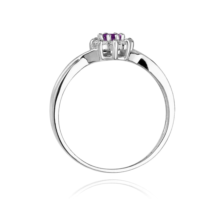 Pierścionek zaręczynowy z białego złota z ametystem i diamentami 0,12ct Fire Of Love BW-72-ametyst-b