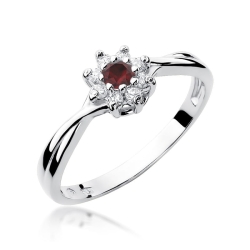 Pierścionek zaręczynowy z białego złota z rubinem i diamentami 0,12ct Fire Of Love BW-72-rubin-b