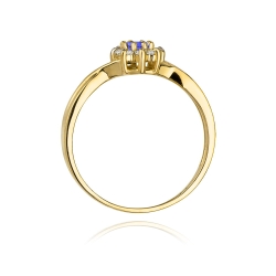 Pierścionek zaręczynowy z żółtego złota z tanzanitem i diamentami 0,12ct Fire Of Love BW-72-ametyst