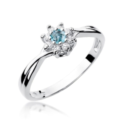 Pierścionek zaręczynowy z białego złota z topazem i diamentami 0,12ct Fire Of Love BW-72-topaz-b