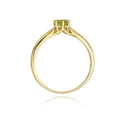 Pierścionek zaręczynowy z żółtego złota z oliwinem i diamentami 0,01ct Fire Of Love BW-74-oliwin