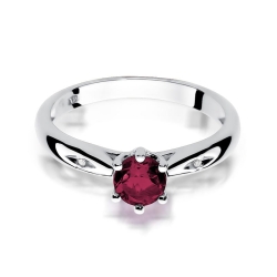 Pierścionek zaręczynowy z białego złota z rubinem i diamentami 0,01ct Fire Of Love  BW-74-rubin