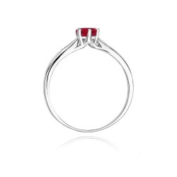 Pierścionek zaręczynowy z białego złota z rubinem i diamentami 0,01ct Fire Of Love  BW-74-rubin