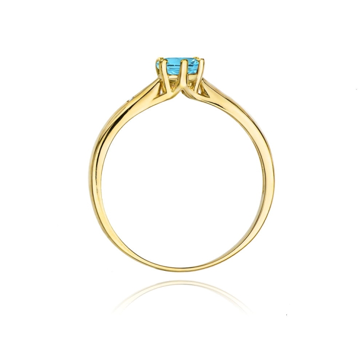 Pierścionek zaręczynowy z żółtego złota z topazem i diamentami 0,01ct Fire Of Love BW-74-topaz