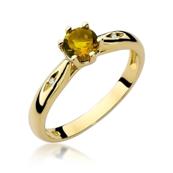 Pierścionek zaręczynowy z żółtego złota z cytrynem i diamentami 0,01ct Fire Of Love BW-74-cytryn