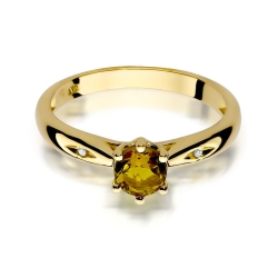 Pierścionek zaręczynowy z żółtego złota z cytrynem i diamentami 0,01ct Fire Of Love BW-74-cytryn
