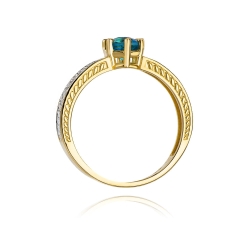 Pierścionek zaręczynowy z żółtego złota z topazem i diamentami 0,08ct Fire Of Love BW-75-topaz