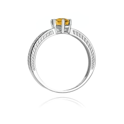 Pierścionek zaręczynowy z białego złota z cytrynem i diamentami 0,08ct Fire Of Love BW-75-cytryn-b