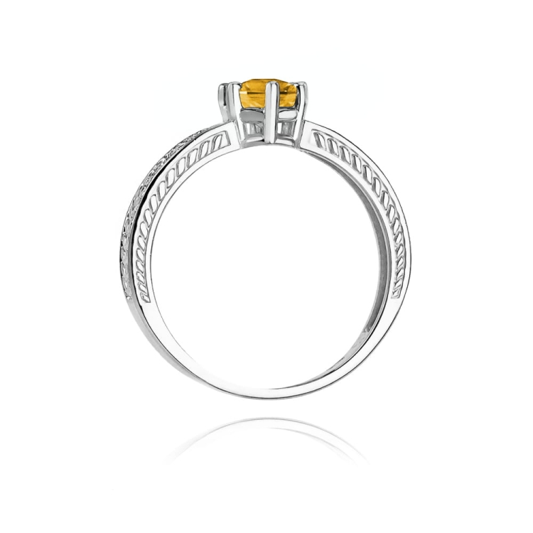 Pierścionek zaręczynowy z białego złota z cytrynem i diamentami 0,08ct Fire Of Love BW-75-cytryn-b