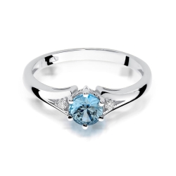 Pierścionek zaręczynowy z białego złota z topazem i diamentami 0,03ct Fire Of Love BW-76-topaz-b