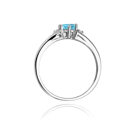 Przejdź do produktu Pierścionek zaręczynowy z białego złota z topazem i diamentami 0,03ct Fire Of Love 