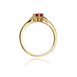 Pierścionek zaręczynowy z żółtego złota z rubinem i diamentami 0,03ct Fire Of Love BW-76-rubin