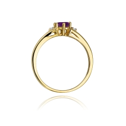 Pierścionek zaręczynowy z żółtego złota z ametystem i diamentami 0,03ct Fire Of Love BW-76-ametyst